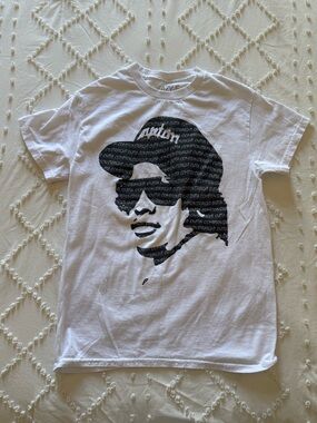 Spencer's White T-Shirt with Black Graphic Portrait